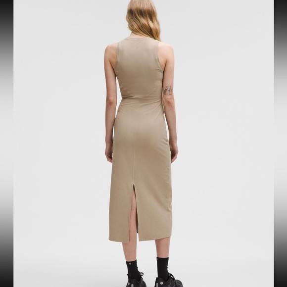 Lululemon All Aligned Ribbed Midi Dress, 10, Sheer Oak - Picture 9 of 9